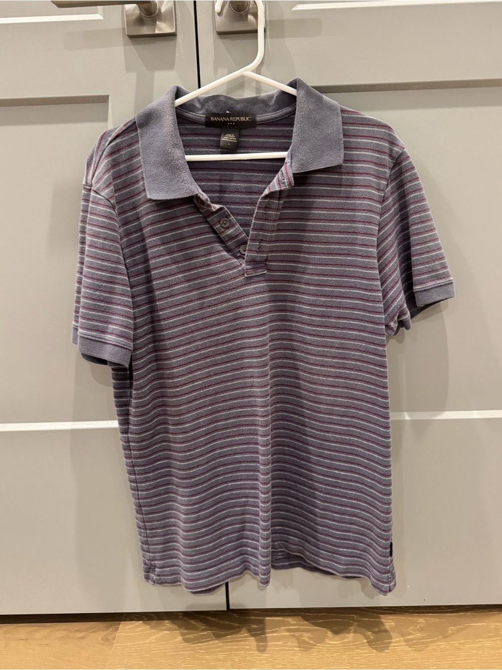 Banana Republic Men’s Lavender and Gray Striped Polo